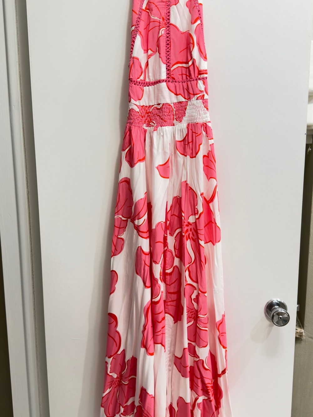 Pink Floral Halter Maxi Dress